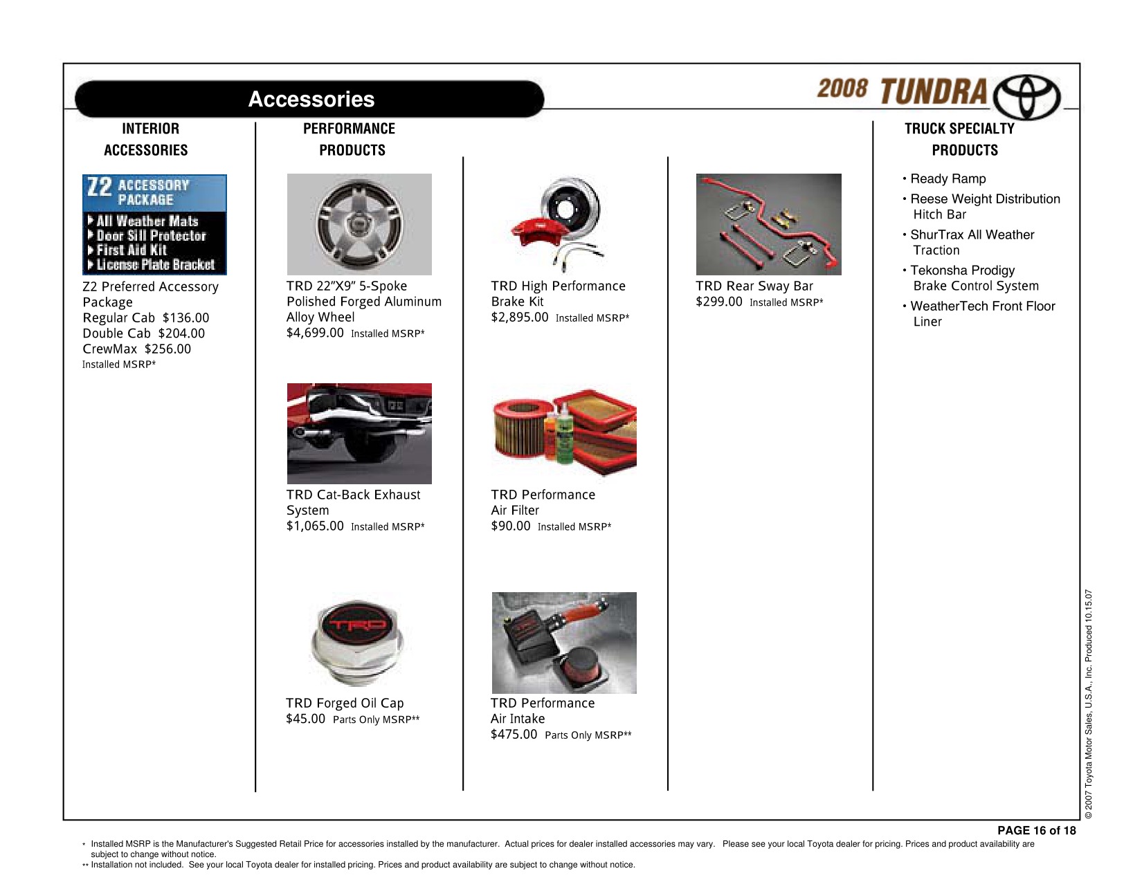 2008 Toyota Tundra RC 4x2 Brochure Page 7
